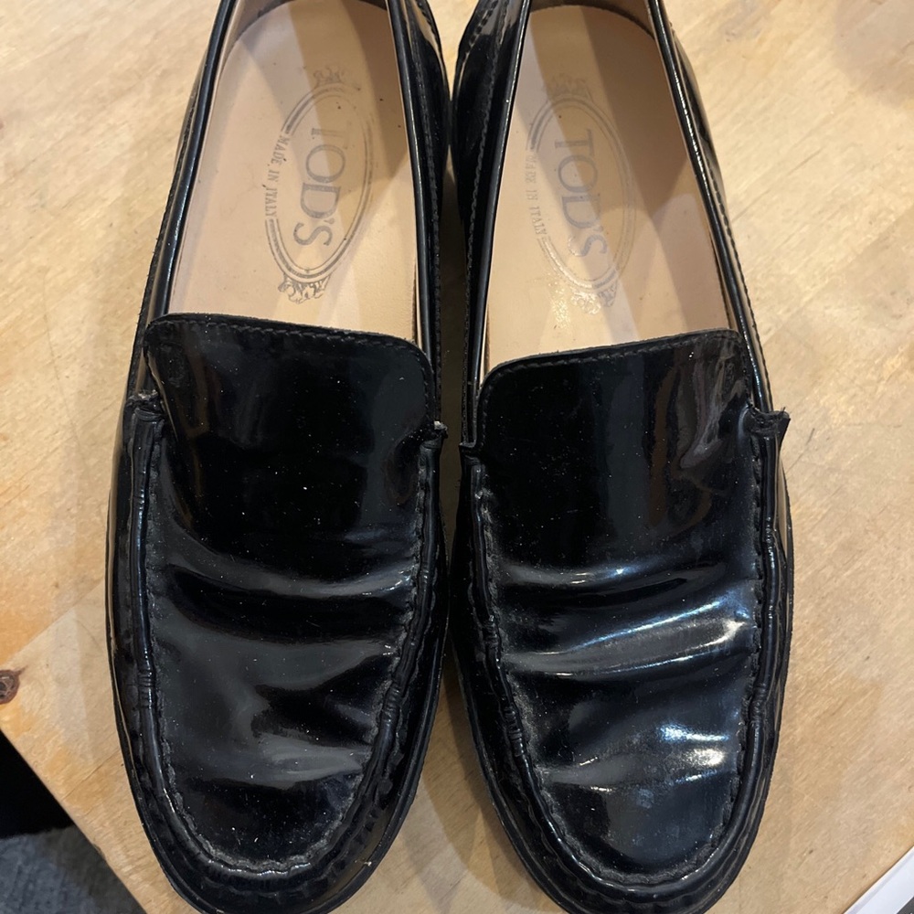 Tods Black Leather Loafers